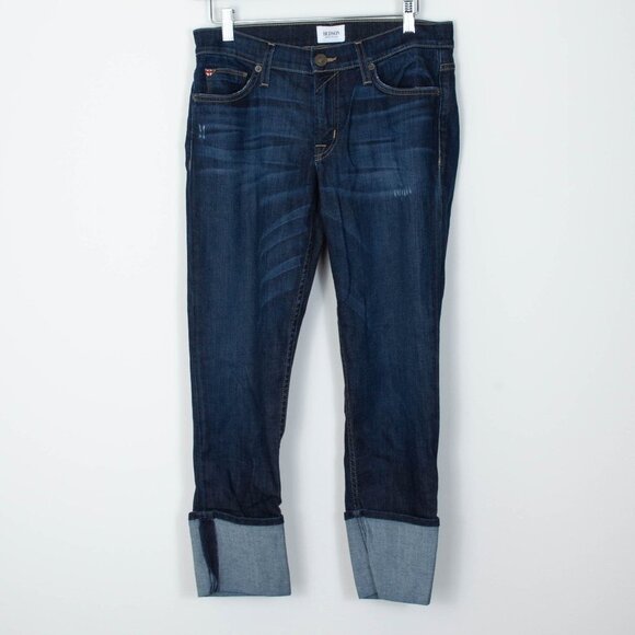 Hudson Dark Wash Muse Crop Skinny Denim Jeans w/ 5 Inch Cuff Womens Size 28 - Picture 4 of 12